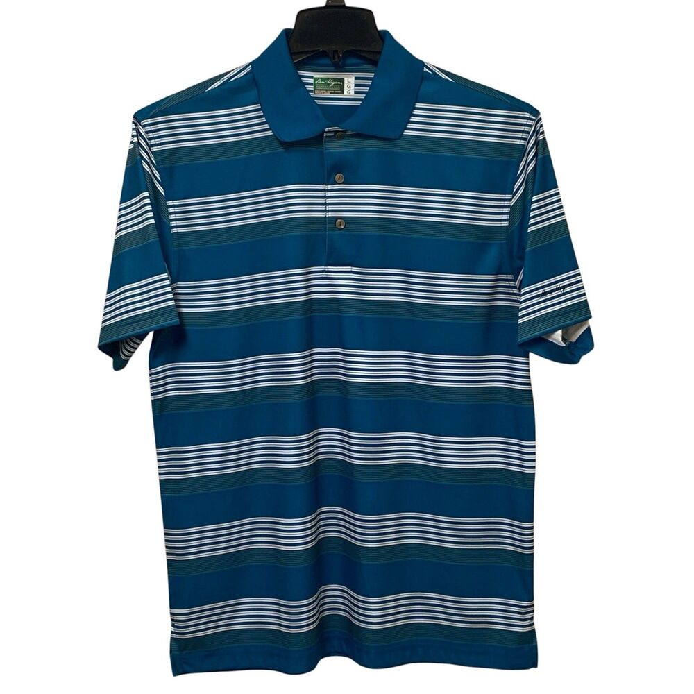 Ben Hogan Polo Shirt Mens XL Extra Large Blue White Stripe Performance Golf